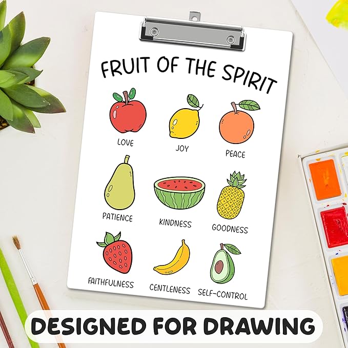APIILVPQ Fruits Clipboard，Bible Verse Clipboards with Low Profile Clip for Office School Use, Inspirational Wooden Clip Boards for Nurses Teachers Students - A05