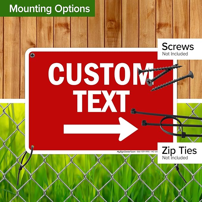 Custom Arrow,Custom Directional Sign, Right Arrow, 7x10 Inches, 55 mil thick HDPE (high density polyethylene) Made in USA by My Sign Center