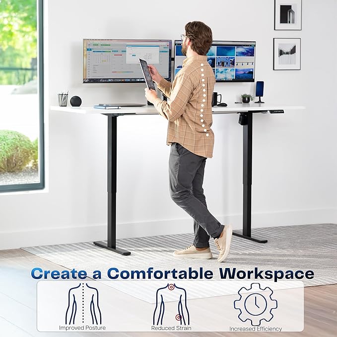 VIVO Large Electric 83 x 30 in Standing Desk, Memory Height Adjustment, 1B Series, Holds 220 lbs, White Top Black Frame, DESK-KIT-1B8W