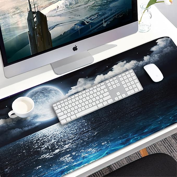 Naukay Large Mouse Pad, 31.5x15.7 inch Large Extended Computer Keyboard Mouse Mat, Water Resist Non-Slip Mousepad Rubber Base Long XXL Gaming Mouse Pad for Work & Gaming, Office & Home