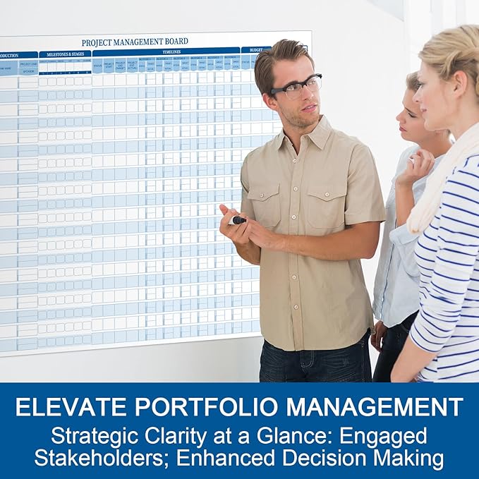 Lincia Large Magnetic Portfolio Project Management Board Set 24" x 36" Reusable Office Whiteboard Track up to 20 Projects, Budgets & Timelines, Visual Project Planner & Tracker