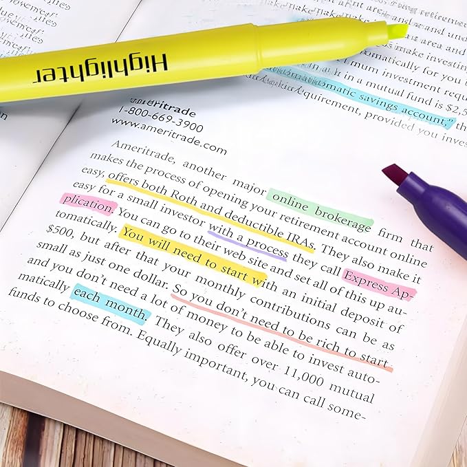 Dacono Highlighters Assorted Colors, Highlighters for School with Soft Chisel Tips, Bible Highlighter No Bleed, Quick-Drying Highlighter Markers for Teacher Students, Classroom Must Have, 24 Pack