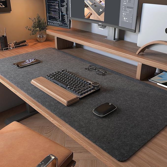 DAWNTREES Large Felt Desk Mat, 40''x16'' Full Desk Mouse Pad, Office Computer Desk Mat for Keyboard,100X40cm Felt Desktop Mat for Desk Pad Protector