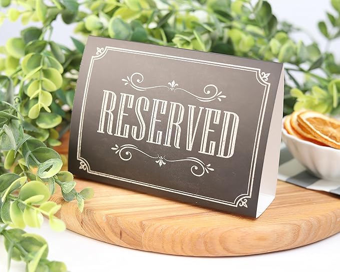 20 Pack Rustic Reserved Table Sign - Reserved Signs For Wedding - Black Chalkboard Reserved Signs - Wedding Accessories - Tent Cards For Reserving Seats & Places - Place Cards for Party