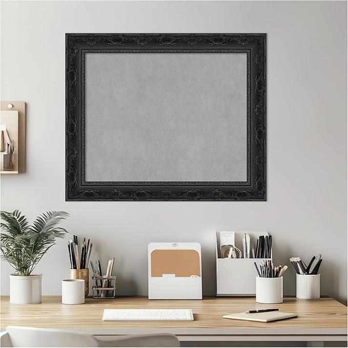 Amanti Art Black Framed Magnetic Board 20x24 Small Vision Board for use with Magnets, 100% Metal Sheet to Display Items as Office Decor or for Home Organization in mudroom, Kitchen or Kids Room