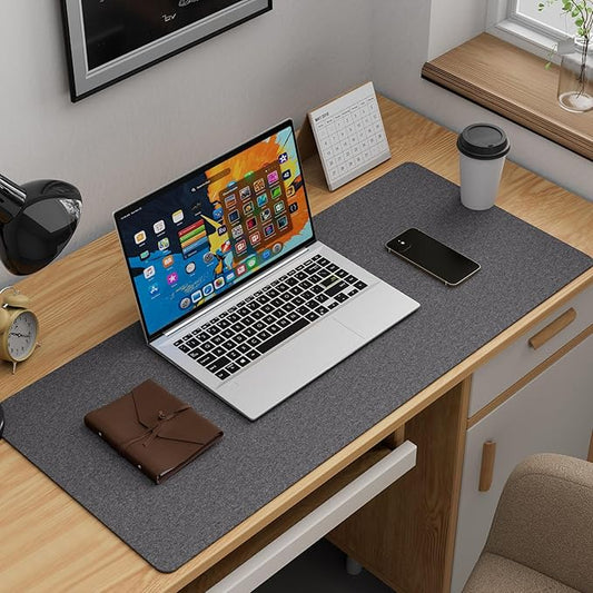 K KNODEL Felt Desk Mat, Large Desk Pad Protector, Office Computer Desk Mat for Keyboard, Non-Slip Mouse Pad (Dark Gray, 35.4"x15.7")