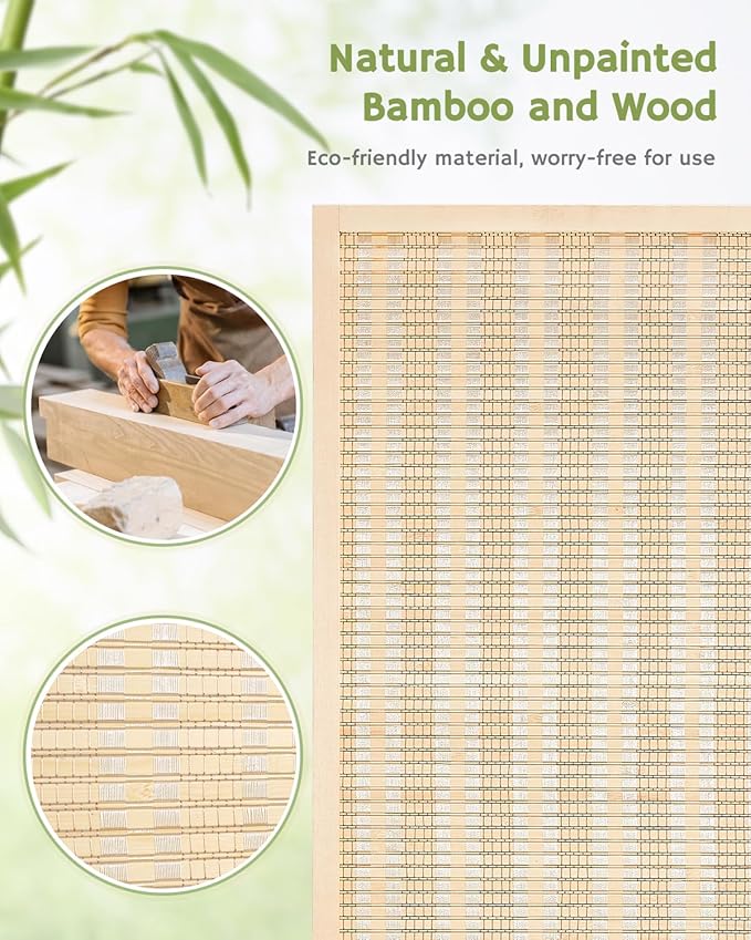 JOSTYLE Room Divider Folding Privacy Screen, 5 Panel Room Dividers 6 ft. Tall Bamboo Partition Wall Separation Dividers Freestanding, 99" W * 70.9" H