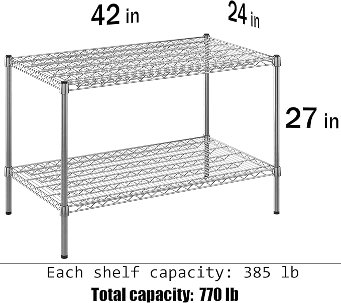 Regal Altair 24" Deep x 42" Wide x 27" Height Wire Shelving Kit | 2-Tier | NSF Commercial Storage Rack Unit