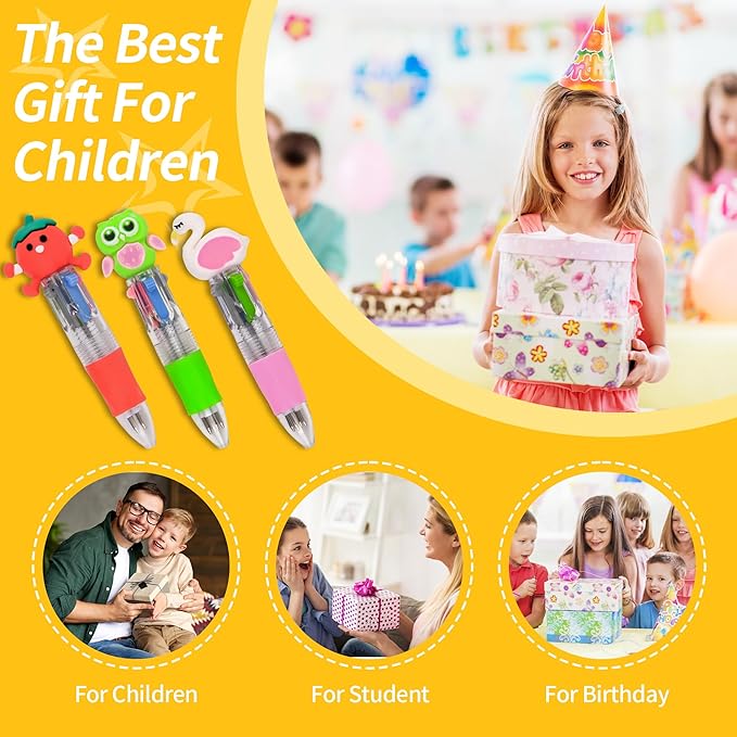 LiYiQ 25 Pcs Multicolor Pen in One Fun 4-in-1 Cute Pens Bulk Kawaii Cool Ballpoint Pens for Kids Fun Gifts (25)