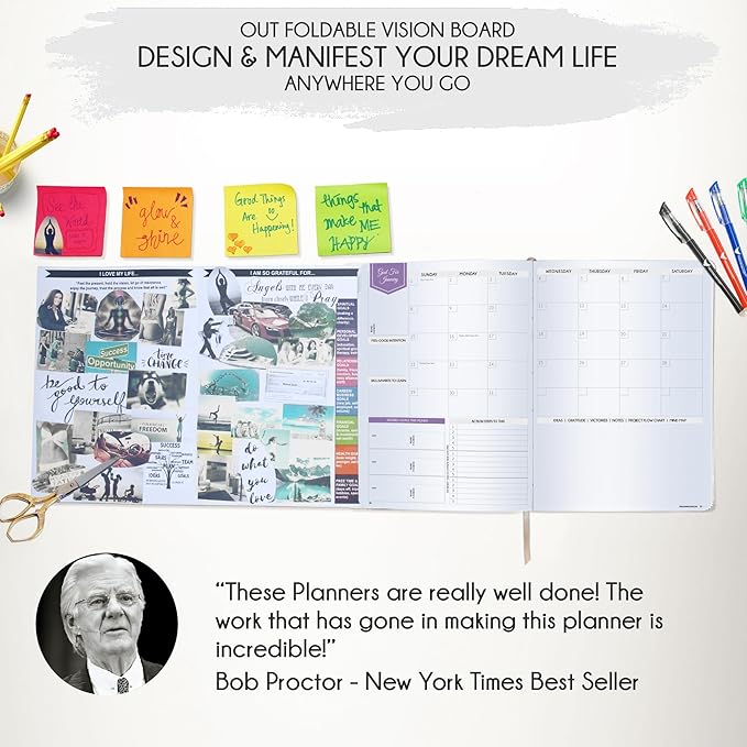 Law of Attraction Planner 2026 Deluxe with Productivity App | Weekly & Monthly Goal-Setting Planner, Life & Gratitude Journal | Include Foldable Vision Board, Gift Box & Stickers