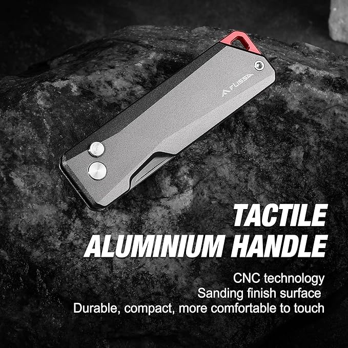 FLISSA Advanced Titanium Utility Knife, CNC Unibody, Lightweight All Metal Folding Box Cutter, Quick Change Blade Razor Knife,Ideal Gifts for Men Women, with 10 Extra Blades