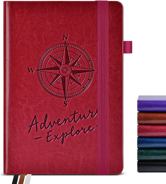 PAIBAS Lined Journal Notebook for Women Men, 160 Pages, A5 Hardcover Vintage Leather Journaling Notebooks for Work, School, Note Taking, Travel, Bible Study,Daily Diary for Writing 5.8"x8.5"(Burgundy)