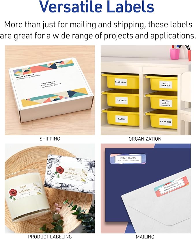 Avery Printable Address Labels with Sure Feed, 1" x 2-5/8" Customizable Stickers, White, 15,000 Blank Mailing Labels Total (2-Pack of 45160)