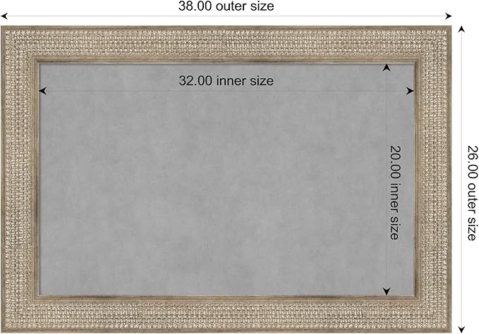 Amanti Art Silver Framed Magnetic Board 26x38 Large Vision Board for use with Magnets, 100% Metal Sheet to Display Items as Office Decor or for Home Organization in mudroom, Kitchen or Kids Room