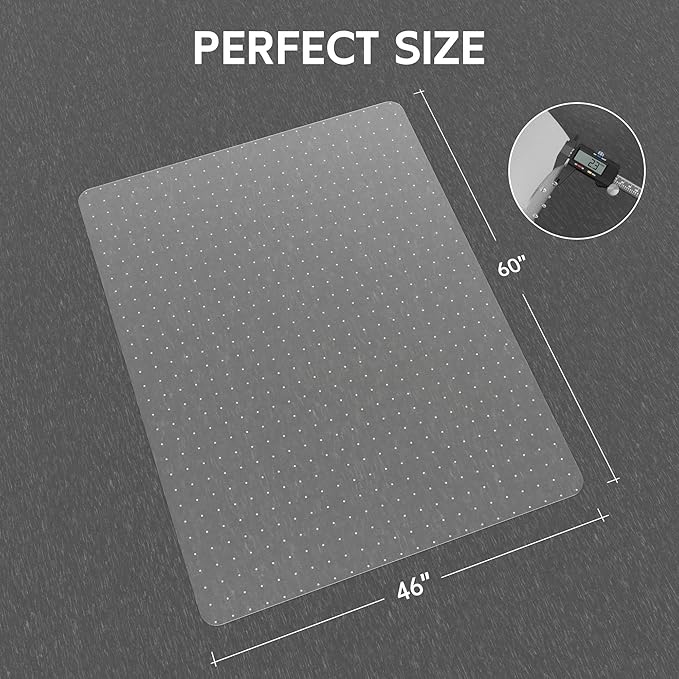 Office Chair Mat for Carpet - Clear Thick Desk Chair Mat for Carpet Plastic Floor Mats for Rolling Work and Gaming Chairs with Studs for Low Pile, Flat and No Carpeted Floors