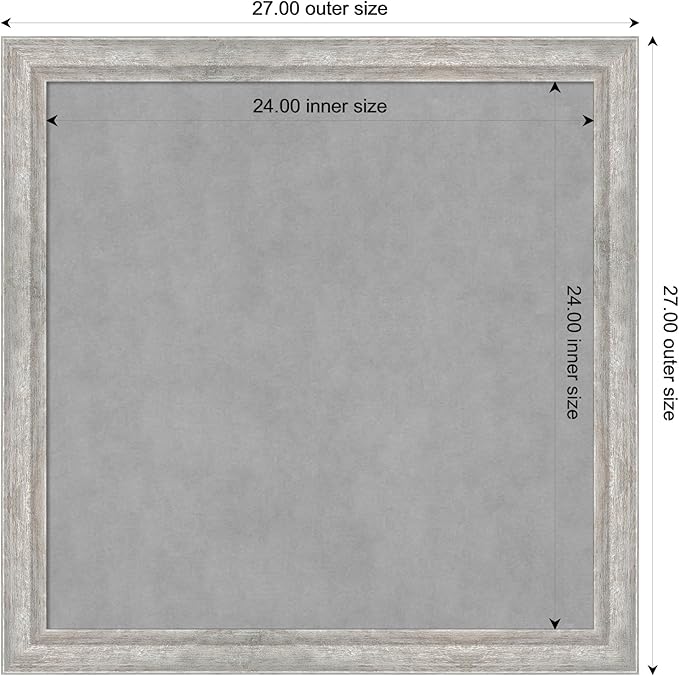 Amanti Art Silver Framed Magnetic Board 27x27 Medium Vision Board for use with Magnets, 100% Metal Sheet to Display Items as Office Decor or for Home Organization in mudroom, Kitchen or Kids Room