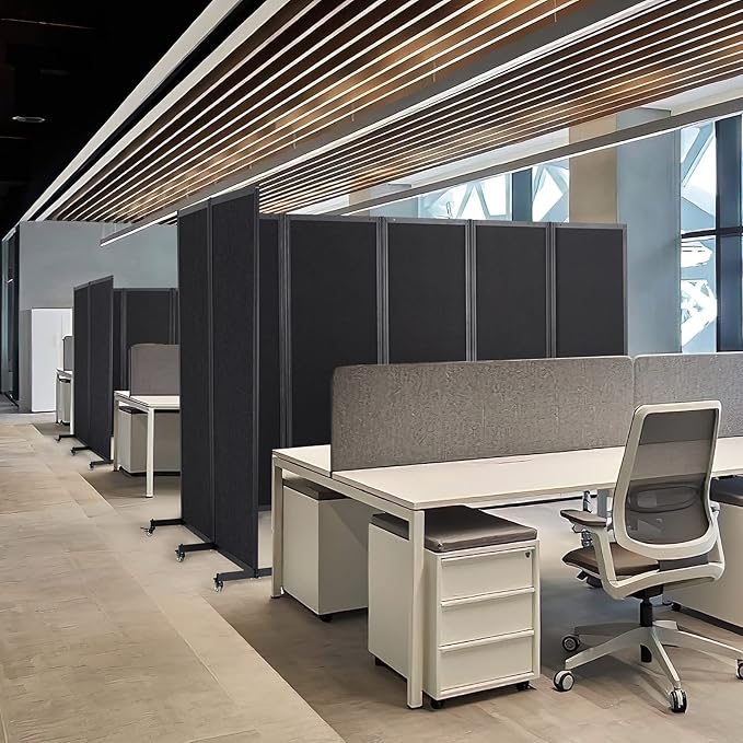 Strongbird Room Partition,Office Divider,Portable Commercial Screen Dividers,Privacy Partition Separator,Classroom School Dividers, 12'7"L* 6'7"H,6 Panel,Black