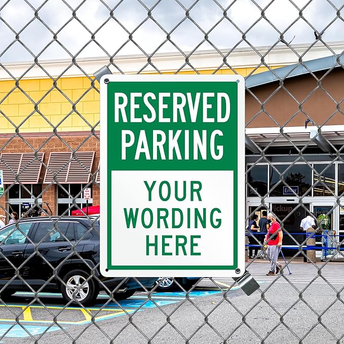 SmartSign 14 x 10 inch Custom “Reserved Parking” Metal Sign - Add Text, 40 mil Laminated Rustproof Aluminum, Green and White, Made in USA