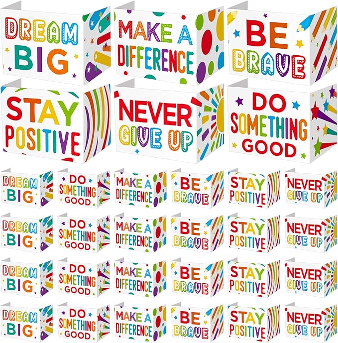 Honoson 24 Pcs Bulk Inspirational Privacy Folders for Students Cardboard Test Privacy Boards Motivational Words Desk Dividers Shield for Classroom School Study Supplies, 6 Styles (Gorgeous)
