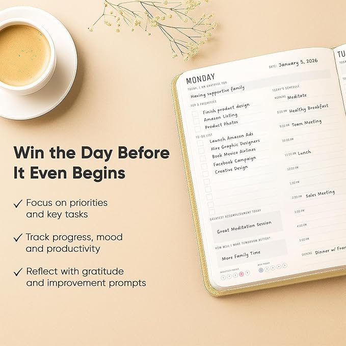 Daily Planner 2026 (5" x 8") - The Ultimate Daily Workflow Planner with Hourly Schedule & Task List to Achieve Your Goals by PRODUCTIVITY STORE (A5, Cream)