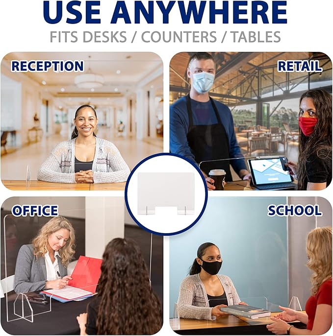 SignHero Sneeze Guard | Large, Sturdy ¼” Acrylic Plexiglass Shield | USA-Made, 30 Second Setup | Plexiglass Barrier for Counter, Reception, School, Office (Multiple Sizes)