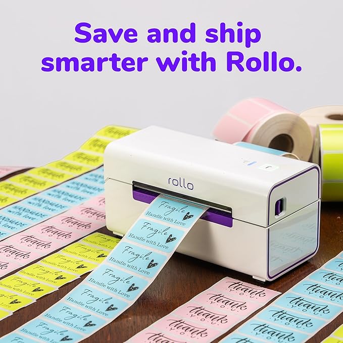 Rollo Direct Thermal 2x1 Sticker Labels - Roll of 1,000 Green Thermal Labels - Multi-Purpose Thermal Printer Stickers