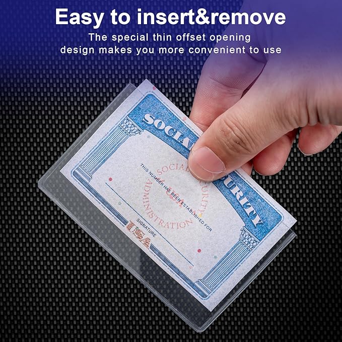 40 Pack Social Security Card Protector Sleeves Medicare Credit Card Holder,24 Mil Soft Clear Card Sleeve for Waterproof SSN/ID/Debit/Credit Card Covers(40)