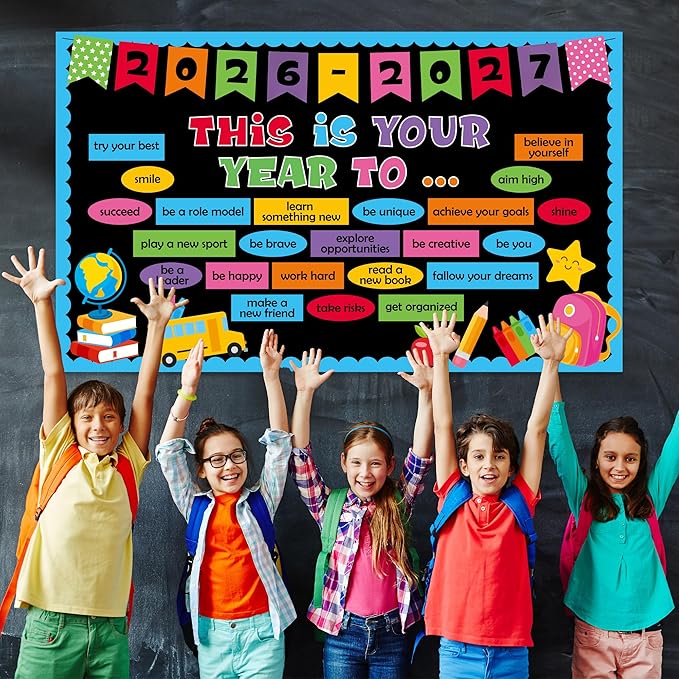 This is Your Year Set Bulletin Board Becorations Classroom Decoration Inspirational Welcome Back to School Colorful Bulletin Board Cutouts for School Office Classroom Home Chalkboard Wall Decor