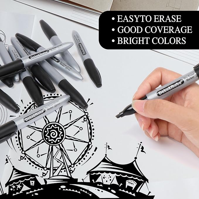 Dabo&Shobo Dry Erase Markers, 100 Count Black Whiteboard Markers, New Barrel Color, Low Odor, Chisel Tip, Suitable for School, Office, or Home