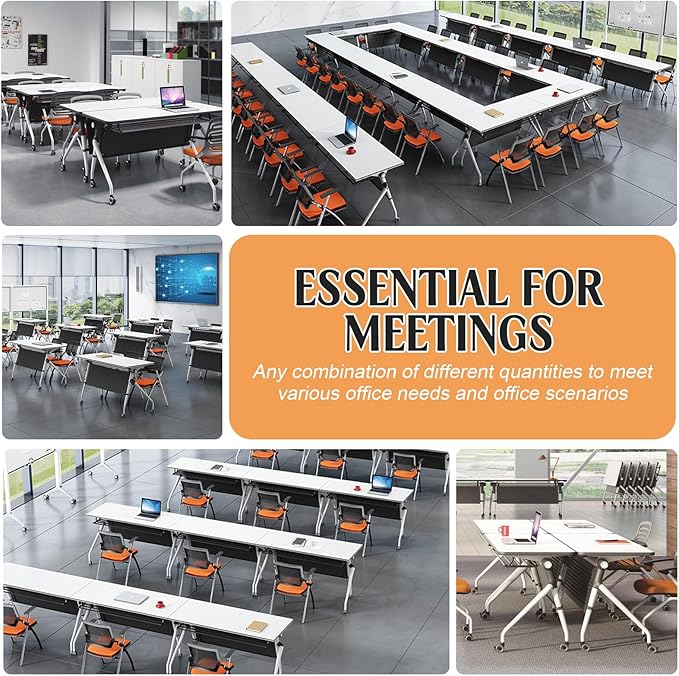 Conference Table,55.1''Folding Conference Room Table for 4-12 People,Mobile Flip Top MeetingTraining Table with Different Coulor and Styles for Offices, Classrooms,Meeting Room (2, 47.2''C)