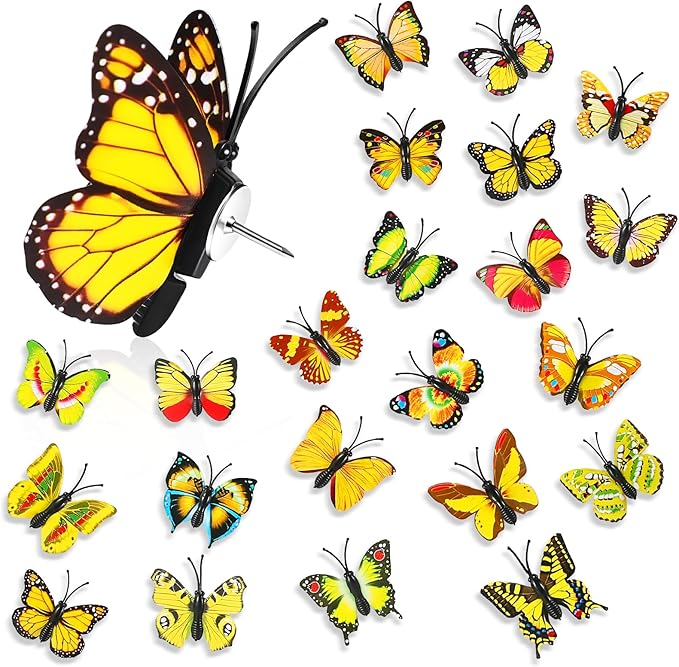 50Packs Decorative Thumb Tacks Butterfly Push Pins Yellow Thumbtacks Cute Pushpins for Cork Board Bulletin Board Wall in Office Cubicle Decor Decorations