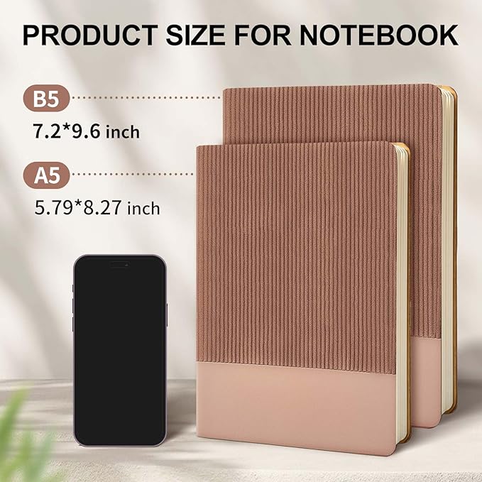 TSFPapier Lined Journal Notebook for Work College Ruled Note Book 7.2"x9.6" B5 PU Leather Daily Journaling 160 Pages for Women Men Writing Home School Supplies Business (Darkgreen/Darkpink)