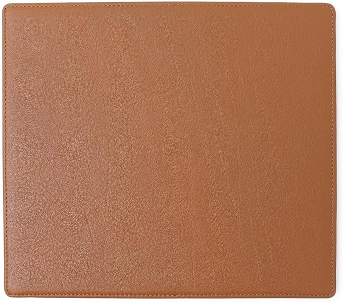 Leatherology Cognac Classic Leather Mouse Pad – Full-Grain Leather Desk Pad with Microsuede Bottom – Ergonomic, Durable & Stylish Workspace Accessory