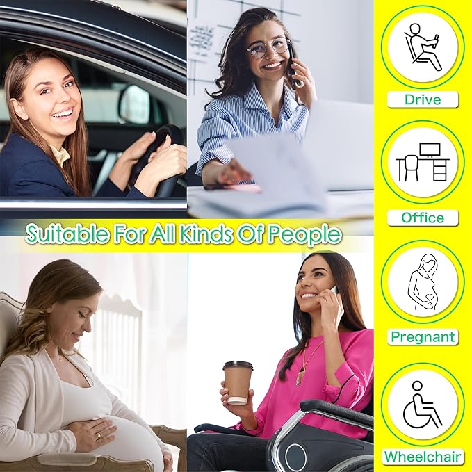 kingphenix Car Seat Cushion with Lumbar Support Pillow: Enhanced Comfort Memory Foam Design for Pain Relief, Ideal for Drivers and Office Use - Ergonomic Lumbar Comfort for Long Sitting - Gray