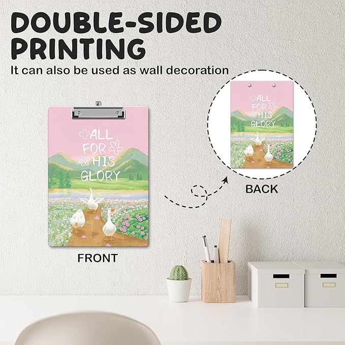APIILVPQ Silly Goose Clipboard，Bible Verse Clipboards with Low Profile Clip for Office School Use, Christian Wooden Clip Boards for Nurses Teachers Students - B05