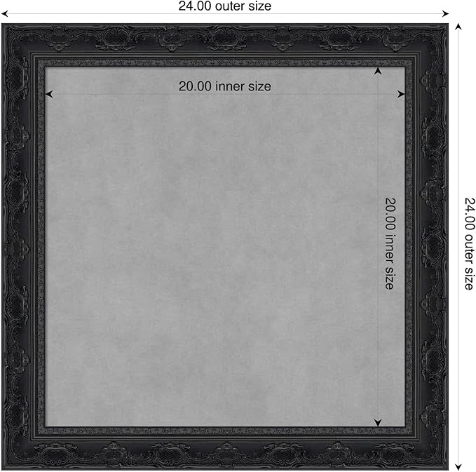 Amanti Art Black Framed Magnetic Board 24x24 Medium Vision Board for use with Magnets, 100% Metal Sheet to Display Items as Office Decor or for Home Organization in mudroom, Kitchen or Kids Room