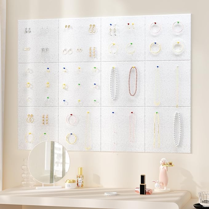 Neatsure Large Cork Board for Wall, 48" x 36" Bulletin Board with Pushpins, 12 Panels Felt Tiles Tack Push Pin Board for Office, Silver Gray