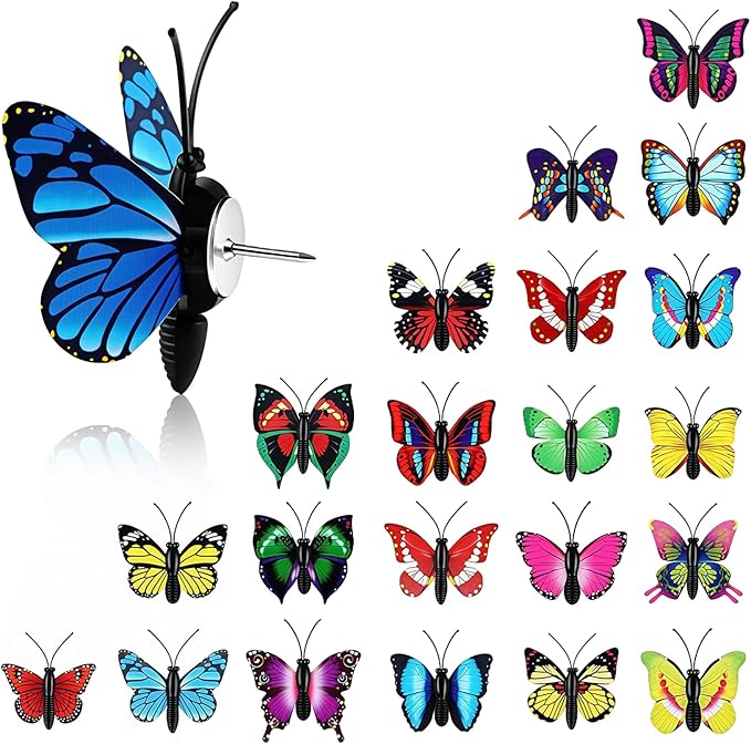 CllyCnny Cute Push Pins - 40Pcs Butterfly Decorative Fun Push Pins Thumb Tacks for Cork Board Wall Bulletin Board Maps Photos Posters Home Office Desk Accessories (Random Pattern with Case)
