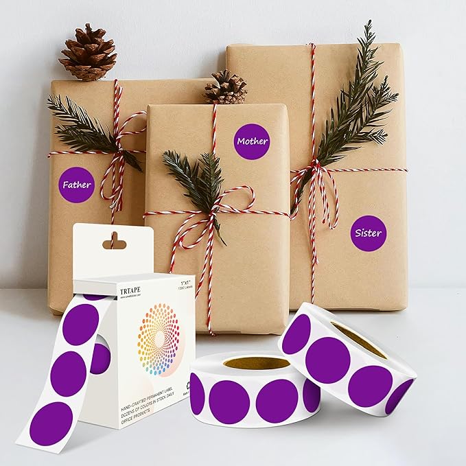 Purple 1 Inch Round Color Coding Labels with 4000 Dots, 4 Rolls - Bright Color Dot Stickers for File Folders, Inventory System - Highly Visible