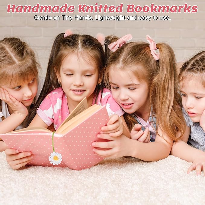 Crochet Bookmarks for Women & Book Lovers, Cute Flower Page Markers for Teachers Students, Handmade Reading Gifts for Valentine's Day, Easter, Teachers' Day, Graduation, Mother's Day, Birthdays (6)