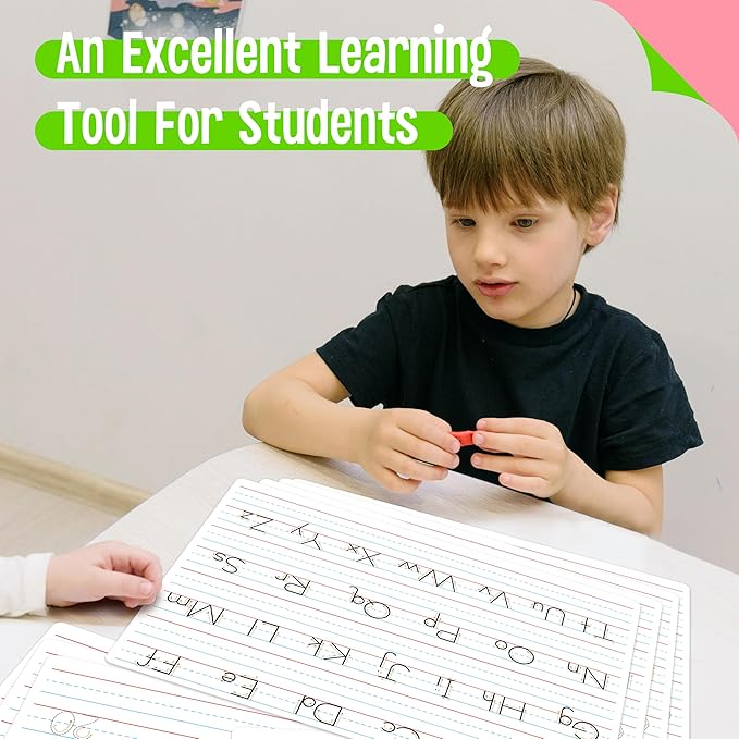 8 Packs Alphabet & Number Whiteboards, Double Sided Dry Erase Board Letters Numbers Tracing Writable and Erasable Handwriting Board for Kids, Students, Classroom and Home (Each Measures 12” x 9”)