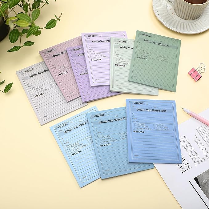 Eaasty 9 Pieces While You were Out Pads 4 x 5 Inches Assorted Colors Sticky Notes Adhesive Message Pads Urgent Notes for Work Call, Office Supplies, 40 Sheets/Pad (Pastel Colors)