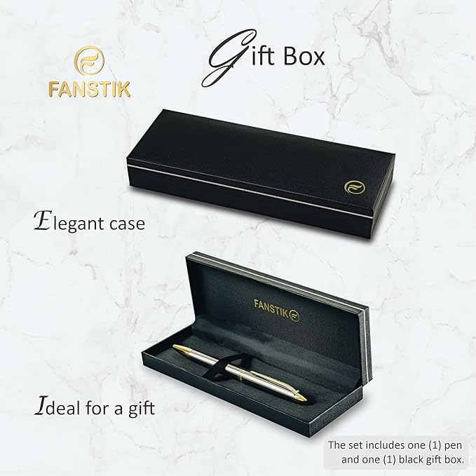 FANSTIK Customized BallPoint pen with name (MADE IN USA), stainless steel, Silver and gold, luxury engraved pen personalized for men and for women. (BallPoint Silver-Gold)