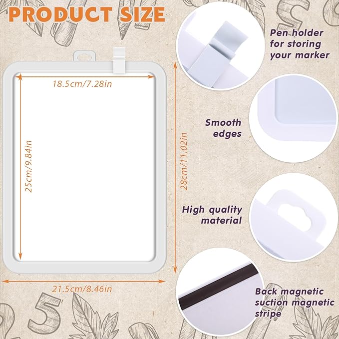 Outus 10 Pcs Dry Erase Mini White Boards Bulk 8.5 x 11'' Small Magnetic Whiteboard Double Sided Colored Writing Boards for Kids Students Locker Fridge(White)