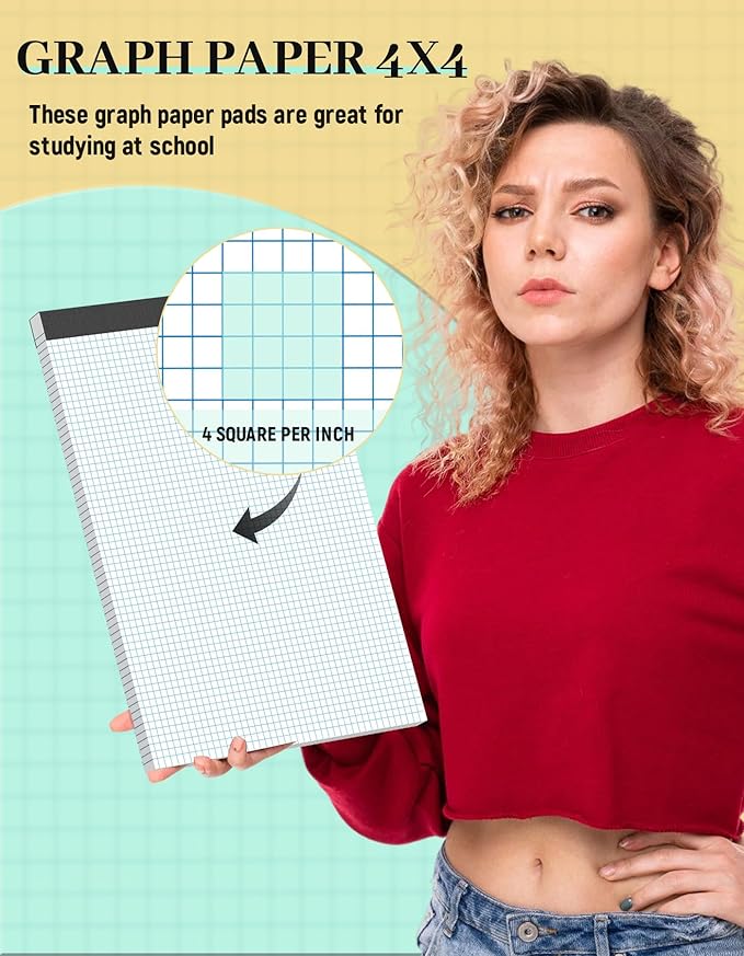 11x17 Graph Paper Pad, 4x4 Quad Ruled, 30 Sheets Large Graphing Paper 11'' x 17'' Engineering Paper, Blueprint Quadrille Grid Paper Blue Lines for Drawings, Drafting, Engineering Drawing, and Planning