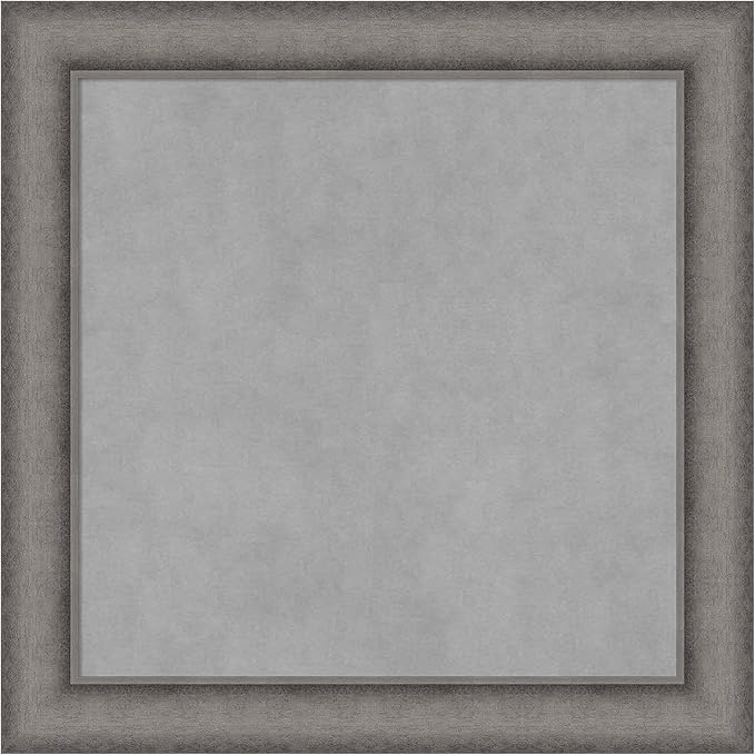 Amanti Art Grey Framed Magnetic Board 24x24 Medium Vision Board for use with Magnets, 100% Metal Sheet to Display Items as Office Decor or for Home Organization in mudroom, Kitchen or Kids Room