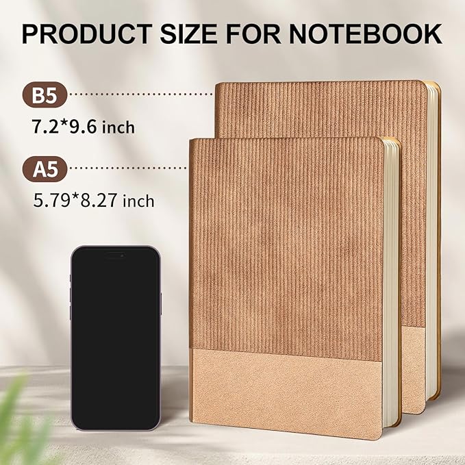 TSFPapier Lined Journal Notebook for Work College Ruled Note Book 7.2"x9.6" B5 PU Leather Daily Journaling 160 Pages for Women Men Writing Home School Supplies Business RoseGold