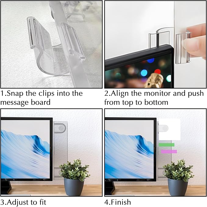 Keenjorika 2PCS Multifunctionnal Monitor Documents Holder, Clear Acrylic Board with Clips, Desktop Message Board for Office with Sticky Note,Monitor Documents Holder (Grey)