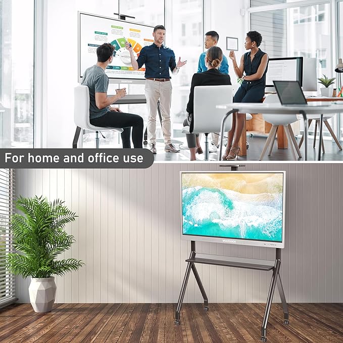 Glidesync Smart Board Stand for 55"- 86'' Interactive Whiteboard, Mobile Stand for Smart Whiteboard, Lockable Wheels Black