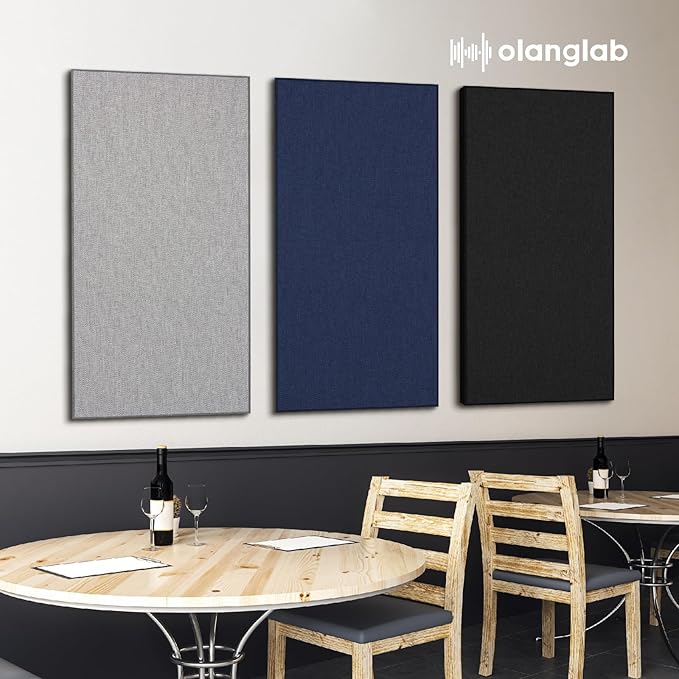 Olanglab Sound Absorbing Acoustic Wall Panels 2 Pack, 2'' 24''x48'' Fiberglass Sound Dampening Panels, Large Fabric Wrapped Sound Proof Panels for Walls (Navy)